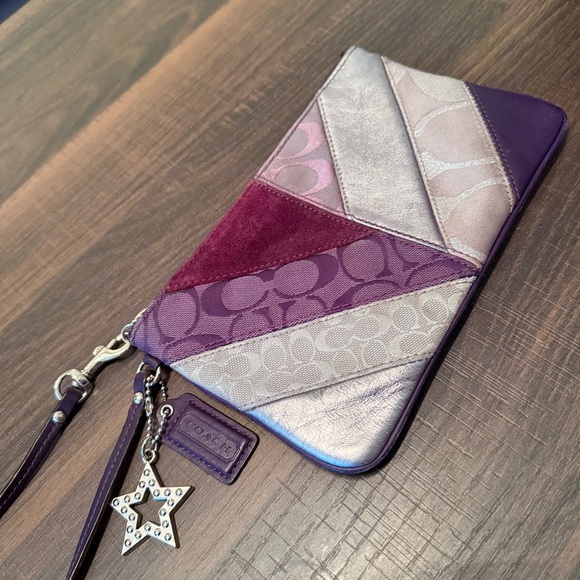 Coach Purple Patchwork Wristlet - Picture 3 of 13